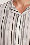 Erkek Slim Fit Dar Kesim Pamuklu Rahat Kullanım Çizgili Kısa Kollu Apaş Yaka Gömlek