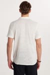 Slim Fit Kısa Kol Örme Kumaş Apaş Yaka Rahat Armürlü Doku Ekru Erkek Gömlek