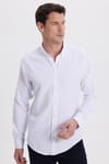 Erkek Slim Fit Dar Kesim Düz Oxford Armalı Yaka Düğmeli Beyaz Spor Gömlek