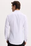 Erkek Slim Fit Dar Kesim Düz Oxford Armalı Düğmeli Yaka Beyaz Spor Gömlek