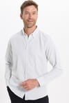 Erkek Slim Fit Dar Kesim Düz Oxford Armalı Düğmeli Yaka Gri Spor Gömlek