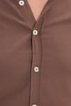 Erkek Slim Fit Dar Kesim Düz Oxford Armalı Düğmeli Yaka Kahverengi Spor Gömlek