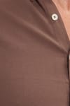 Erkek Slim Fit Dar Kesim Düz Oxford Armalı Düğmeli Yaka Kahverengi Spor Gömlek