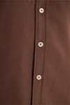 Erkek Slim Fit Dar Kesim Düz Oxford Armalı Düğmeli Yaka Kahverengi Spor Gömlek