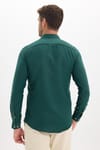 Erkek Slim Fit Dar Kesim Düz Oxford Armalı Düğmeli Yaka Haki Spor Gömlek
