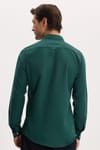 Erkek Slim Fit Dar Kesim Düz Oxford Armalı Düğmeli Yaka Haki Spor Gömlek