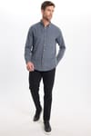 Erkek Slim Fit Dar Kesim Düz Oxford Armalı Düğmeli Yaka Antrasit Spor Gömlek