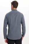 Erkek Slim Fit Dar Kesim Düz Oxford Armalı Düğmeli Yaka Antrasit Spor Gömlek