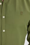 Erkek Slim Fit Dar Kesim Düz Oxford Armalı Yaka Düğmeli Yeşil Spor Gömlek