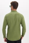 Erkek Slim Fit Dar Kesim Düz Oxford Armalı Düğmeli Yaka Yeşil Spor Gömlek