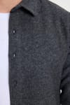 Erkek Slim Fit Dar Kesim Uzun Kollu Düz Kışlık Oduncu Koyu Gri Gömlek