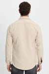 Erkek Slim Fit Dar Kesim Uzun Kollu Düz Kışlık Oduncu Bej Gömlek