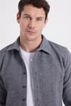 Erkek Slim Fit Dar Kesim Uzun Kollu Düz Kışlık Oduncu Gri Gömlek
