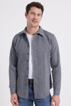 Erkek Slim Fit Dar Kesim Uzun Kollu Düz Kışlık Oduncu Gri Gömlek
