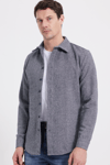 Erkek Slim Fit Dar Kesim Uzun Kollu Düz Kışlık Oduncu Gri Gömlek