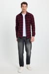 Erkek Slim Fit Dar Kesim Uzun Kollu Cepli Kareli Dama Desenli Kışlık Oduncu Gömlek