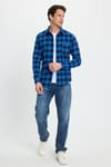 Erkek Slim Fit Dar Kesim Uzun Kollu Cepli Kareli Dama Desenli Kışlık Oduncu Gömlek