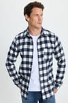Erkek Slim Fit Dar Kesim Uzun Kollu Cepli Kareli Dama Desenli Kışlık Oduncu Gömlek