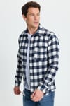 Erkek Slim Fit Dar Kesim Uzun Kollu Cepli Kareli Dama Desenli Kışlık Oduncu Gömlek
