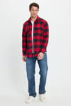 Erkek Slim Fit Dar Kesim Uzun Kollu Kapaklı Çift Cepli Kareli Kışlık Oduncu Gömlek