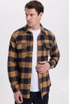 Erkek Slim Fit Dar Kesim Uzun Kollu Kapaklı Çift Cepli Kareli Kışlık Oduncu Gömlek