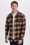 Erkek Slim Fit Dar Kesim Uzun Kollu Kapaklı Çift Cepli Kareli Kışlık Oduncu Gömlek