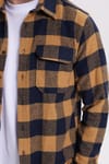 Erkek Slim Fit Dar Kesim Uzun Kollu Kapaklı Çift Cepli Kareli Kışlık Oduncu Gömlek