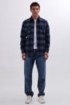 Erkek Slim Fit Dar Kesim Uzun Kollu Kapaklı Çift Cepli Kareli Kışlık Oduncu Gömlek