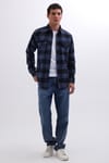 Erkek Slim Fit Dar Kesim Uzun Kollu Kapaklı Çift Cepli Kareli Kışlık Oduncu Gömlek