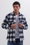 Erkek Slim Fit Dar Kesim Uzun Kollu Kapaklı Çift Cepli Kareli Kışlık Oduncu Gömlek