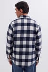 Erkek Slim Fit Dar Kesim Uzun Kollu Kapaklı Çift Cepli Kareli Kışlık Oduncu Gömlek