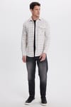Erkek Slim Fit Dar Kesim Kareli Tek Cepli Oduncu Gömlek