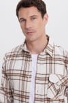 Erkek Slim Fit Dar Kesim Kareli Tek Cepli Oduncu Gömlek