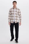 Erkek Slim Fit Dar Kesim Kareli Tek Cepli Oduncu Gömlek