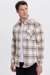 Erkek Slim Fit Dar Kesim Kareli Tek Cepli Oduncu Gömlek