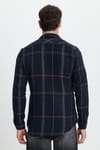 Erkek Slim Fit Dar Kesim Kareli Cepli Siyah Oduncu Gömlek