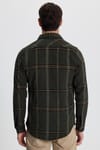 Erkek Slim Fit Dar Kesim Kareli Cepli Haki Oduncu Gömlek