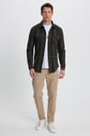 Erkek Slim Fit Dar Kesim Kareli Cepli Haki Oduncu Gömlek