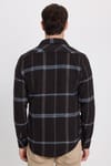 Erkek Slim Fit Dar Kesim Kareli Cepli Siyah Oduncu Gömlek