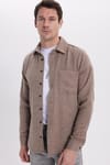 Erkek Slim Fit Dar Kesim  Armürlü Oduncu Cepli Spor Yaka Gömlek