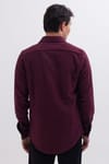 Erkek Slim Fit Tek Cep Kapaklı Düz Oduncu Spor Bordo Gömlek