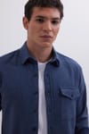 Erkek Slim Fit Tek Cep Kapaklı Düz Oduncu Spor Gömlek