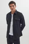 Erkek Slim Fit Tek Cep Kapaklı Düz Oduncu Spor Gömlek