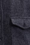 Erkek Slim Fit Tek Cep Kapaklı Düz Oduncu Spor Koyu Gri Gömlek