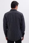 Erkek Slim Fit Tek Cep Kapaklı Düz Oduncu Spor Koyu Gri Gömlek