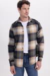 Erkek Slim Fit Dar Kesim Kareli Kışlık Oduncu Gömlek