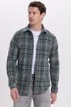 Erkek Slim Fit Dar Kesim Kareli Kışlık Oduncu Gömlek