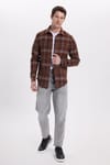 Erkek Slim Fit Dar Kesim Kareli Kışlık Oduncu Gömlek