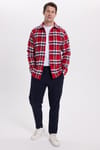 Erkek Slim Fit Dar Kesim Kareli Kışlık Oduncu Gömlek