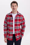 Erkek Slim Fit Dar Kesim Kareli Kışlık Oduncu Gömlek